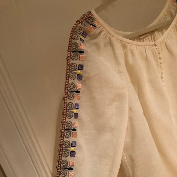 Tory Burch Sz M Ivory Cotton Blend Luna Embroidere - Picture 4 of 7